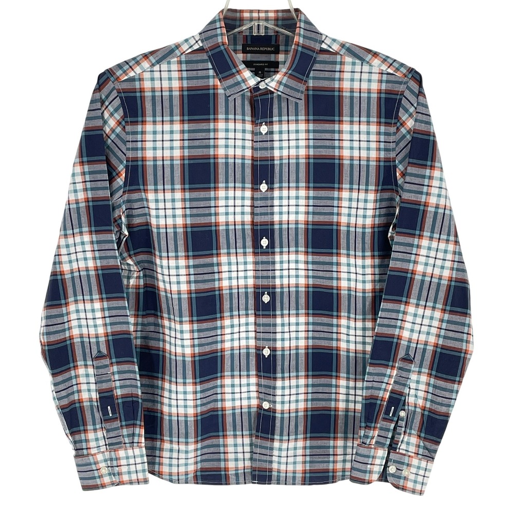 Banana Republic Shirt Mens Soft Wash Standard Fit Button‎ Down Plaid Cotton- M